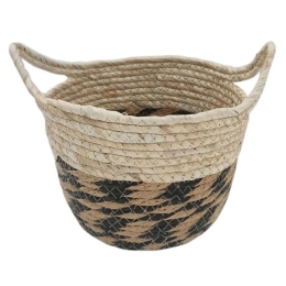Καλάθι Ριγέ 00.06.61258 24x18cm Ψάθινο Natural-Black Ψάθα