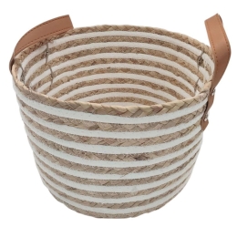 Καλάθι Ριγέ 00.06.61272 25x17-24cm Ψάθινο Natural-White Ψάθα