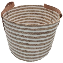 Καλάθι Ριγέ 00.06.61273 30x22-30cm Ψάθινο Natural-White Ψάθα