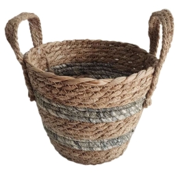 Καλάθι Ριγέ 00.06.61278 18x16-22cm Ψάθινο Natural-Brown Ψάθα