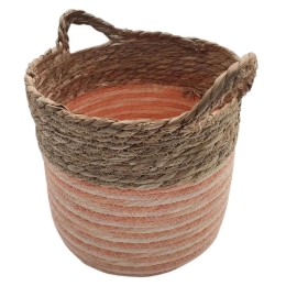 Καλάθι Με Ρίγα 00.06.61285 28x21,5-25,5cm Ψάθινο Natural-Orange Ψάθα