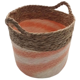 Καλάθι Με Ρίγα 00.06.61286 33x25-28cm Ψάθινο Natural-Orange Ψάθα
