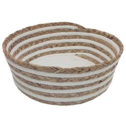 Καλάθι - Πιατέλα Ριγέ 00.06.61289 28x10,5cm Ψάθινο Natural-White Ψάθα
