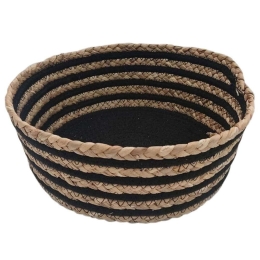 Καλάθι - Πιατέλα Ριγέ 00.06.61292 28x10,5cm Ψάθινο Natural-Black Ψάθα