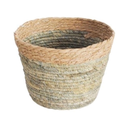 Καλάθι 00.06.61376 Φ23x18cm Ψάθινο Natural-Green Ψάθα