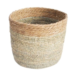 Καλάθι 00.06.61377 Φ28x23cm Ψάθινο Natural-Green Ψάθα