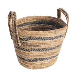Καλάθι Από Φύλλο Μπανανιάς 00.06.61384 Ριγέ Φ25x27,5cm Ψάθινο Natural-Black Ψάθα