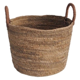 Καλάθι Από Φύλλο Μπανανιάς 00.06.61401 Φ30x24-32,5cm Ψάθινο Natural-Brown Ψάθα