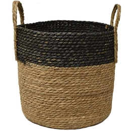 Καλάθι 00.06.67491 Φ35x33cm Ψάθινο Natural-Black Ψάθα