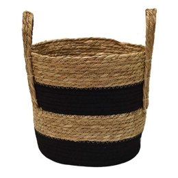 Καλάθι Με Ρίγα 00.06.67534 31x29-38cm Ψάθινο Natural-Black Ψάθα