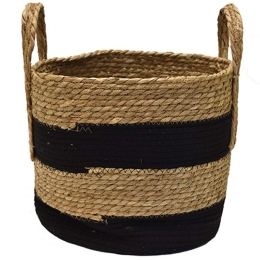 Καλάθι Με Ρίγα 00.06.67535 35x32-42cm Ψάθινο Natural-Black Ψάθα