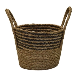 Καλάθι Με Ρίγα 00.06.67542 25x20cm Ψάθινο Natural-Black Ψάθα