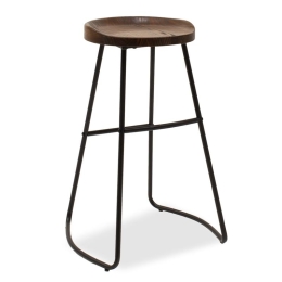 Σκαμπό Μπαρ Jair 001-000064 35x49x44 Black-Walnut Μέταλλο,Ξύλο
