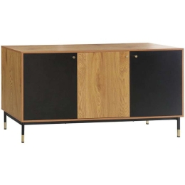 Μπουφές Living 0016-124-030 150x40x82cm Grey Oak-Black Μελαμίνη,Μέταλλο