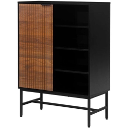 Μπουφές 0016-225-052 80x40x110cm Black-Oak Μελαμίνη,Μέταλλο