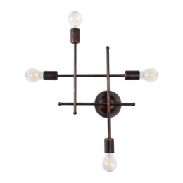 Φωτιστικό Τοίχου - Απλίκα Piping 00662 4xE27 Με Πλέγμα 40,5x9,5x52cm Bronze GloboStar