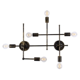 Φωτιστικό Τοίχου - Απλίκα Piping 00666 6xE27 Με Πλέγμα 66x9,5x49cm Bronze-Gold GloboStar