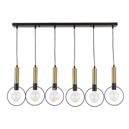 Φωτιστικό Οροφής Olvero 00776 6xΕ27 Με Πλέγμα 110x18x130cm Black-Gold GloboStar