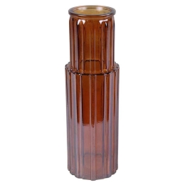 Βάζο - Μπουκάλι 013.795973 8x24cm Γυάλινο Brown Γυαλί
