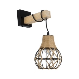 Φωτιστικό Τοίχου - Απλίκα Alani 01962 Boho 1xE27 IP20 10x26x40cm Black-Beige GloboStar