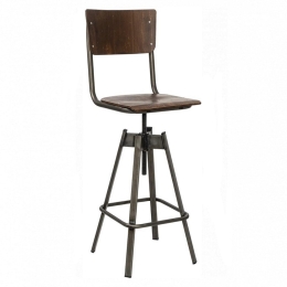 Σκαμπό Μπαρ School/S-Swivel 02-00-1071 40x47x113cm Anthracite-Walnut