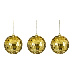 Χριστουγεννιάτικες Μπάλες Disco Mirror 02.1162260 (Σετ 3τμχ) 8cm Gold