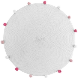 Χαλί Παιδικό Στρογγυλό 027.1609491 White-Pink 90X90cm Round