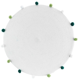 Χαλί Παιδικό Στρογγυλό 027.1609494 White-Green 90X90cm Round