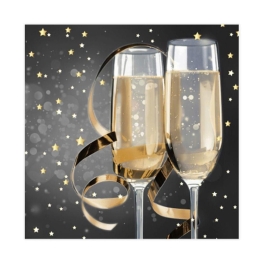 Χαρτοπετσέτες Τρίφυλλες Champagne Glass 027.6SEC254 25x25 (Σετ 20τμχ) Grey-Gold