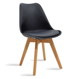 Καρέκλα Gaston 029-000051 Black - Natural Σετ 2τμχ Πολυπροπυλένιο,Τεχνόδερμα