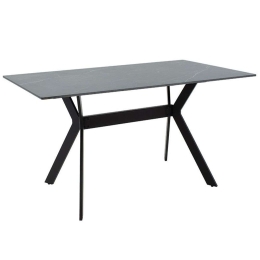 Τραπέζι Olivet 029-000142 180x90x75cm Marble Effect Black Πέτρα,Μέταλλο