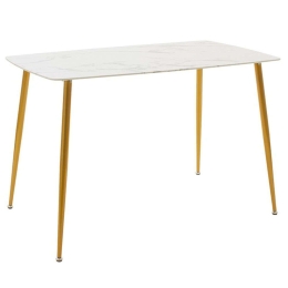 Τραπέζι Paris 029-000152 150x80x75cm Marble Effect White-Gold Μέταλλο,Γυαλί