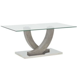 Τραπέζι Σαλονιού Kasmora 029-000239 110x60x45cm Clear-Grey