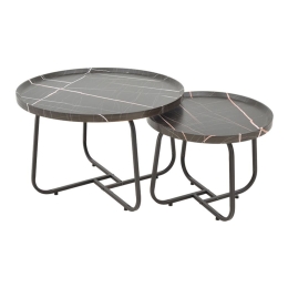 Τραπέζια Σαλονιού Crismory 029-000241 (Σετ 2Τμχ) 50x50x40,5/70x70x46,5cm Black