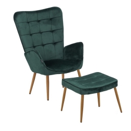 Πολυθρόνα Maddison Με Υποπόδιο 029-000244 Βελούδο 68x72x98cm Dark Green