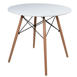 Τραπέζι Minimal HM0059.01 White Φ80x72 εκ. Ξύλο,Πολυπροπυλένιο