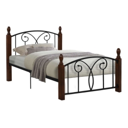 Κρεβάτι Suzie HM389 Για Μονό Στρώμα 90x190cm Walnut-Black Μονό Μέταλλο,Ξύλο