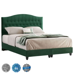 Κρεβάτι Malena HM638.13 Για Στρώμα 150x200cm Βελούδινο Dark Green Διπλό Βελούδο