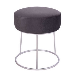 Σκαμπό Karlo HM8411.01 Γκρι-Ασημί Φ36x38cm Βελούδο, Μέταλλο