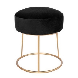 Σκαμπό Karlo HM8411.04 Μαύρο-Χρυσό Φ36x38cm Βελούδο, Μέταλλο