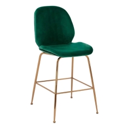 Σκαμπό Nora HM8524.03 Forest Green-Gold Σετ 2τμχ Βελούδο, Μέταλλο