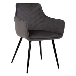 Πολυθρόνα Latrell HM8582.01 55x57x84cm Με Μαύρα Μεταλλικά Πόδια Βελούδινη Grey Βελούδο, Μέταλλο