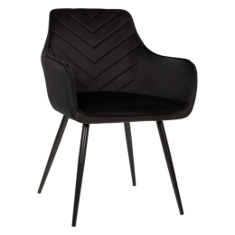 Πολυθρόνα Latrell HM8582.04 55x57x84cm Με Μαύρα Μεταλλικά Πόδια Βελούδινη Black Βελούδο, Μέταλλο