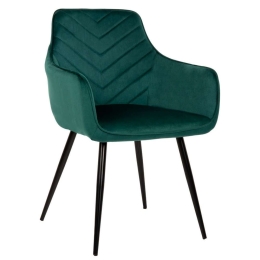 Πολυθρόνα Latrell HM8582.03 55x57x84cm Με Μαύρα Μεταλλικά Πόδια Βελούδινη Green Βελούδο, Μέταλλο