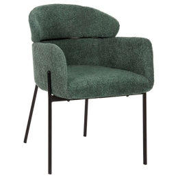 Πολυθρόνα Wolf HM8583.03 58x58x80cm Με Μεταλλικά Πόδια & Μπουκλέ Ύφασμα Petrol Ύφασμα