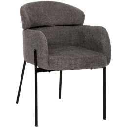 Πολυθρόνα Wolf HM8583.01 58x58x80cm Με Μεταλλικά Πόδια & Μπουκλέ Ύφασμα Grey Μέταλλο,Ύφασμα
