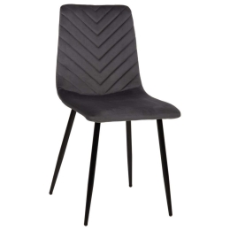 Καρέκλα Latrell HM8587.01 43x54x88cm Με Μαύρα Μεταλλικά Πόδια Βελούδο Grey Βελούδο, Μέταλλο
