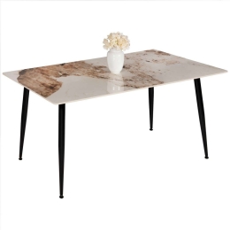 Τραπέζι Τραπεζαρίας Sintered Stone HM8588.03 160x90x76cm Marble Brown-White Πέτρα,Μέταλλο