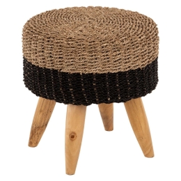 Σκαμπό Beam HM7826 Φ43x45cm Ξύλο Teak Natural-Black Seagrass