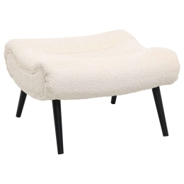 Σκαμπό - Υποπόδιο Kemba HM9606.06 68x58x40cm Με Πόδια Και Μπουκλέ Ύφασμα Ecru Ξύλο,Ύφασμα